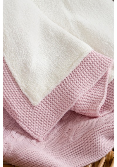 Toffy Toz Pembe Sarmaşık Örgü Bebek Battaniyesi 100x100 Pembe