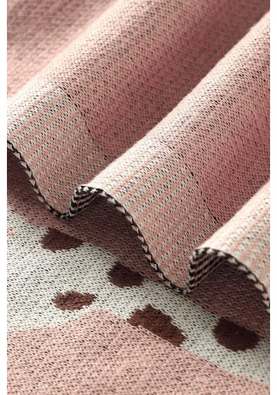 Kız Ve Erkek Bebek Için Triko Örgü Bebek Battaniyesi Pembe Zürafa 90cm X110cm Pembe4 Pembe4