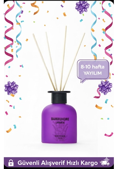 Enas Kozmetik Oda Ofis Ortam Kokusu Lavanta Bambuhome 120 Ml Reed Dıffuser Lavanta