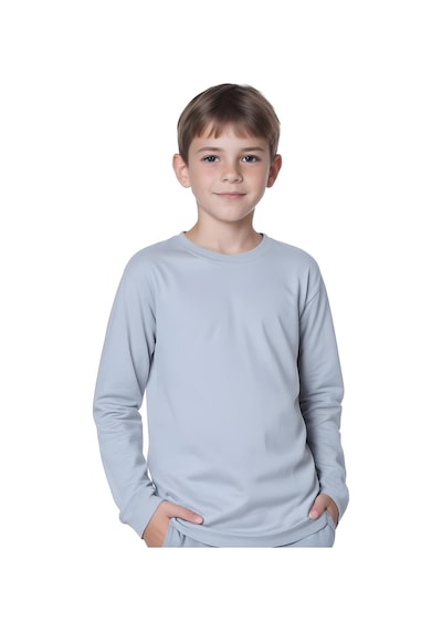 Fyk Kids Düz Basic Unisex Sweatshirt Melanj Gri