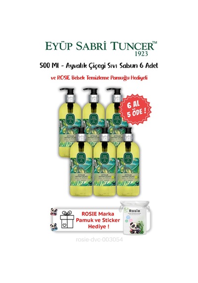 Ayvalık Zeytin Çiçeği 6 Al 5 Öde Sıvı Sabun 500 Ml Ve Rosıe Hediyeli