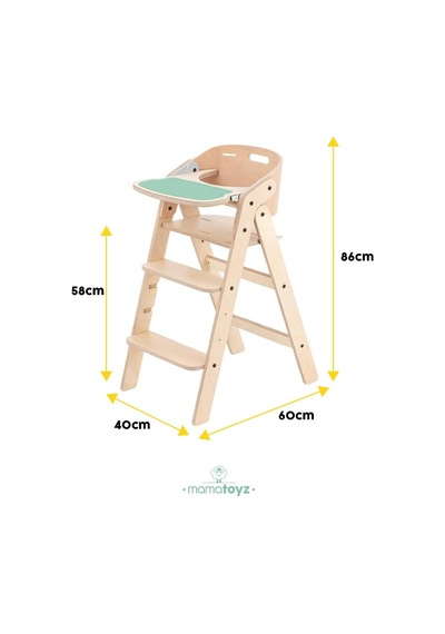 Tr Mychair Ahşap Katlanır Mama Sandalyesi Naturel