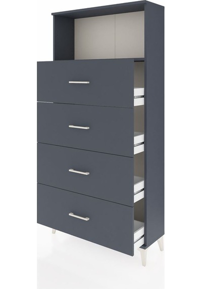 Arges Dolap 2 Raflı 4 Çekmeceli 88x30x182 Antrasit-antrasit Antrasit