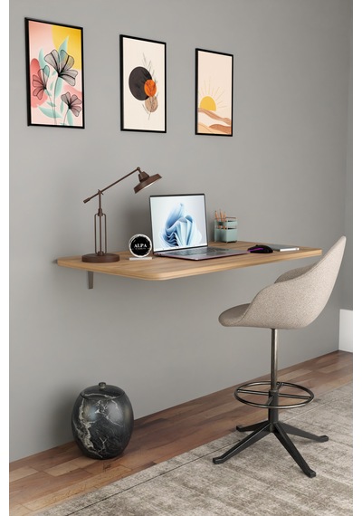 Katlanabilir Duvara Monte Masa - 50x90 Cm Ofis, Ev Çalışma Masası Atlantik Çam