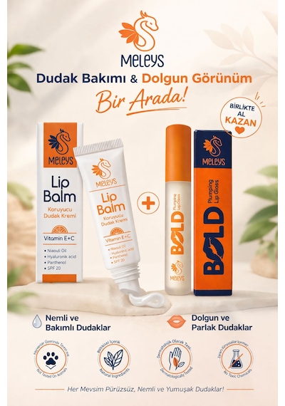 Meleys Bold Plumping Lip Gloss Dudak Dolgunlaştırıcı + Koruyucu Dudak Kremi