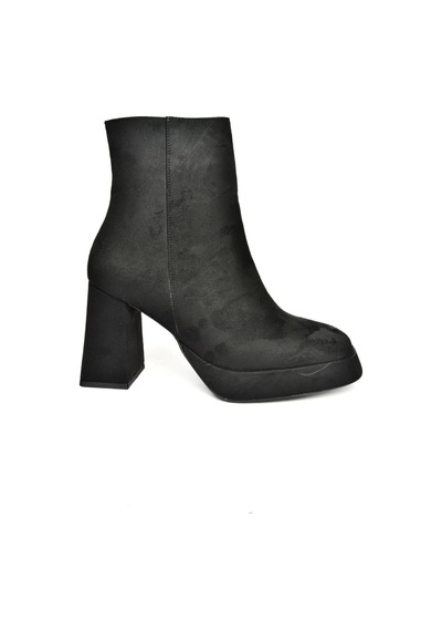 Fox Shoes R282230202 Siyah Süet Kalın Topuklu Kadın Bot Siyah