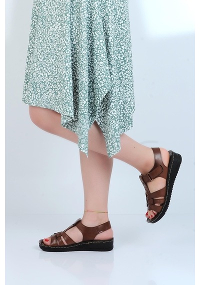 Ayakcenter 58412 Polero Kadın Düz Yazlık Sandalet Taba