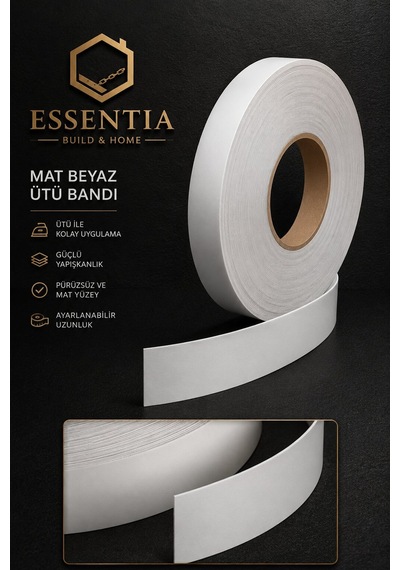 Mobilya Kenar Bant 20 Mm X 5 Metre Mat Beyaz Ütü Bantı Melamin Kenar Bandı