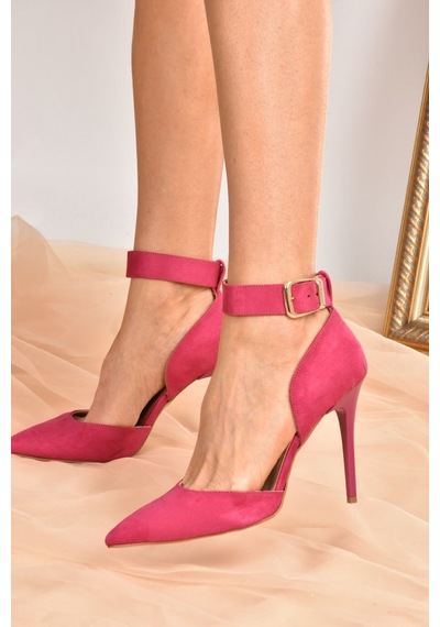Fox Shoes Fuşya Süet Kadın Topuklu Ayakkabı K654073302 Fuşya