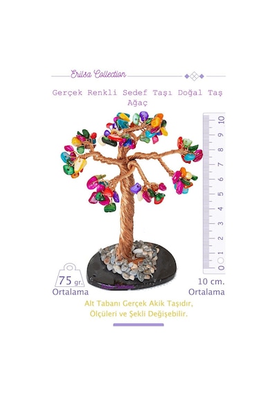 Gerçek Multicolor Sedef Doğal Taşı Ağaç - Akik Plakal