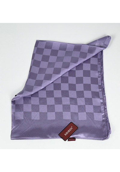 Kroren Krep Jakarlı Dama Desen Şal - 70 X 190 Leylak