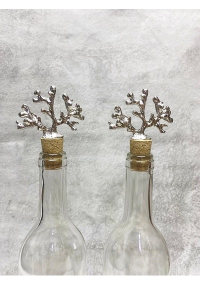 Gümüş Mercan Mantar Tıpalı Şeffaf Cam Şişe 750 Ml Ve Siyah Stant