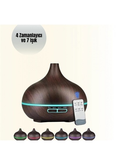550 Ml Ultrasonik Aroma Difüzörü 7 Renk Led Işıklı Ve Zaman Ayarlı
