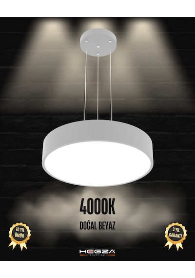 Drum 40cm Gri Kasa, Doğal Beyaz Işık Modern Sarkıt Led Avize GRİ RENK