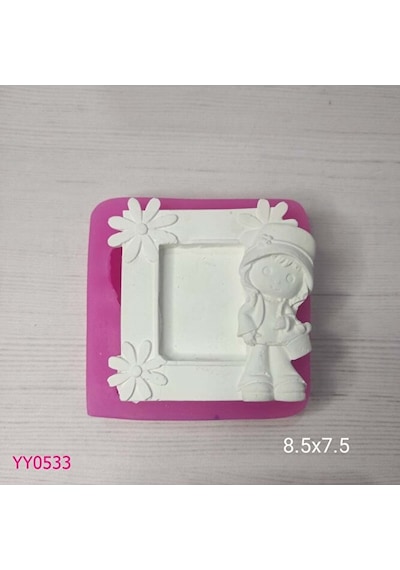 Yy0533 Çiçekli Kızlı Kare Çerçeve Silikon Kalıp