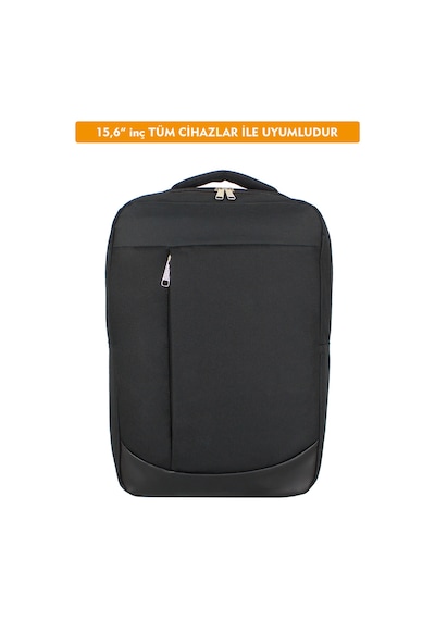 Dada Unisex Siyah Laptop Sırt Çantası Okul Ofis İş Günlük Kullanım 15,6" İnç Su Geçirmez Kumaş Siyah