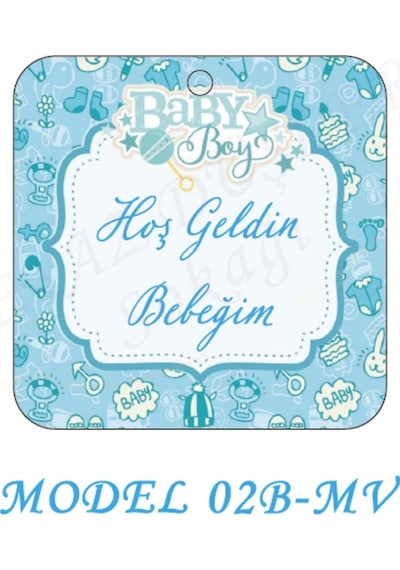 Beyazdüşlersokağı Şekilli Etiket (25 Ad) Bebek Süsü,Doğum Günü (Etk-02B).