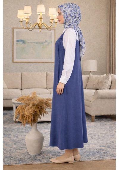 Elmoda Kadın Indigo Ayarlanabilir Ip Askılı Jile Elbise Indigo Indigo