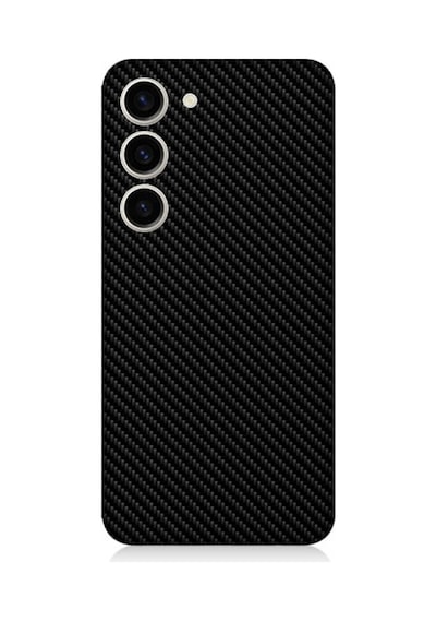 Samsung Galaxy S23 Uyumlu Silikon Kılıf Siyah Karbon Motif