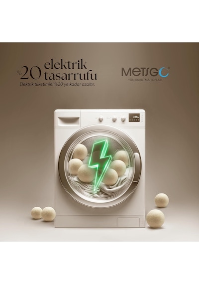 Metsgo 6 Adet Yün Kurutma Topu - Doğal Yumuşatıcı- Kırışık Giderici - Kurutma Makinesi Için