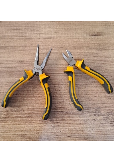 Diagonal Yaylı Çelik Mini Gargaburun Pense Yan Keski 2 Parça Set