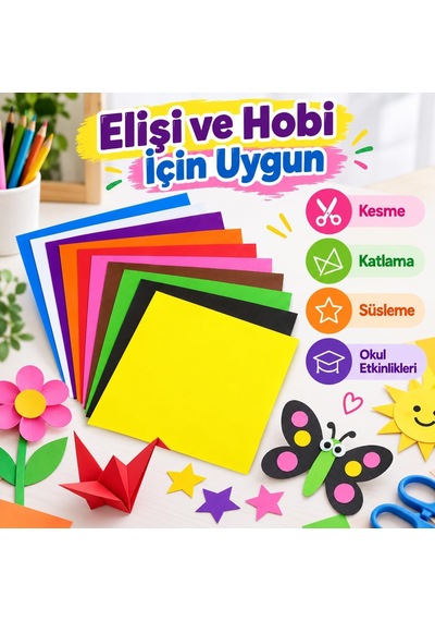 30 Adet A4 Renkli Elişi Kağıdı 10 Farklı Canlı Renk, Her Renkten 3 Adet 21 X 29,7 Cm 80 Gr Kesme, Katlama, Hobi, Okul Ve Sanat Etkinlikleri İçin