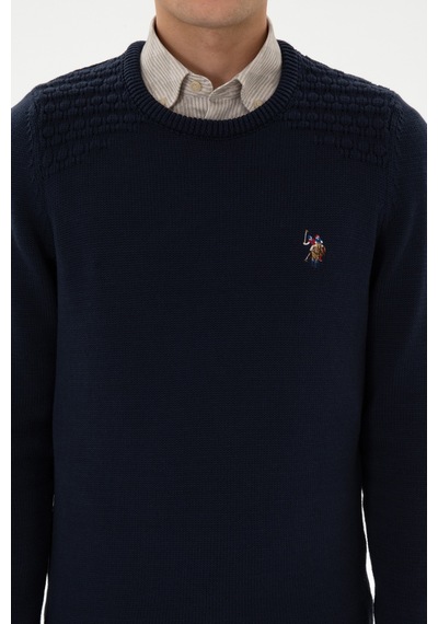 U.S. Polo Assn. Erkek Slim Fit Bisiklet Yaka Lacivert Kazak 50314975-VR033