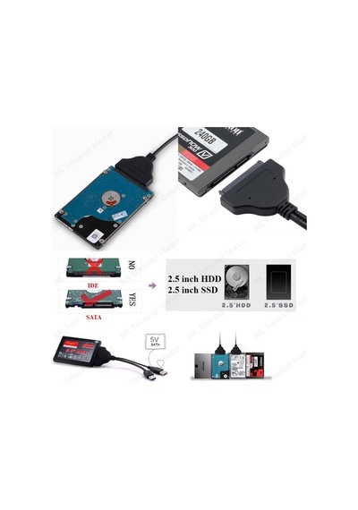 Usb 3.0 To 2.5 Inç Sata Hdd Ssd Çevirici Veri Kurtarma Kablosu