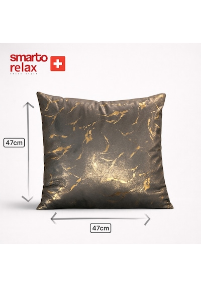 Smarto Relax Dolgulu Kırlent Tekli Antibakteriyel Desenli Dekoratif 45x45 Cm Siyah - Altın