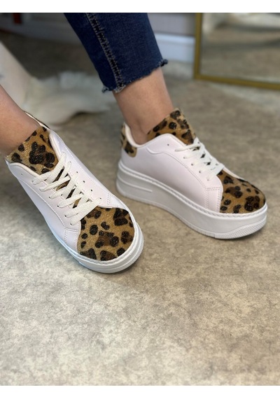 Günlük Kadın Sneaker Bağcıklı Hafif Kalın Yüksek Tabanlı Leopar Detaylı Yürüyüş Spor Ayakkabı 065 Beyaz Leopar Leopar Günlük Kadın Sneaker Bağcıklı Hafif Kalın Yüksek Tabanlı Leopar Detaylı Yürüyüş Spor Ayakkabı 065 Beyaz Leopar Leopar