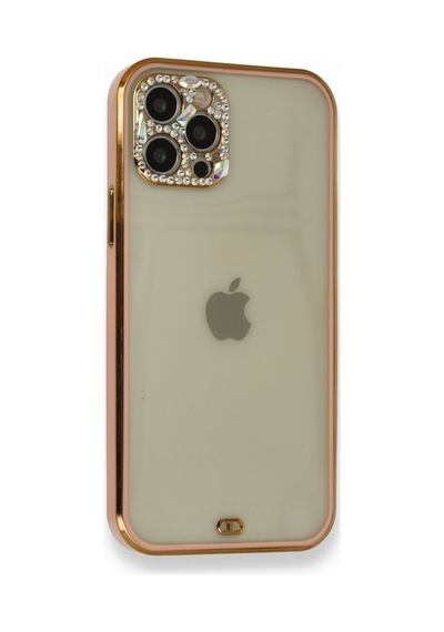 Newface - 817 - İphone 12 Pro Kılıf Liva Taşlı Silikon - Edntrend - - Pembe