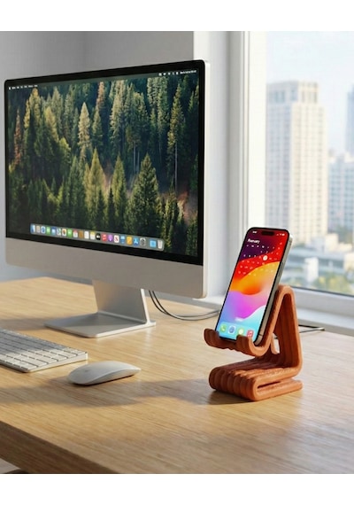 Masaüstü Kaymaz Taban Telefon Ve Tablet Standı - Kulaklık Ve Not Kağıdı Bölmeli-kiremit Kiremit