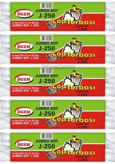 Ögem Jumbo Boy Mavi Çöp Torbası Poşeti 10X5 50 Adet