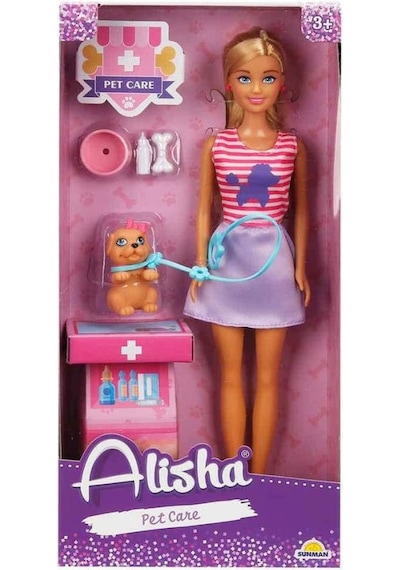 3384 SUN-RST-SIS-Minik Alisha  Bebek Veteriner Aksesuarlı Set 29 cm  2A- Sunman