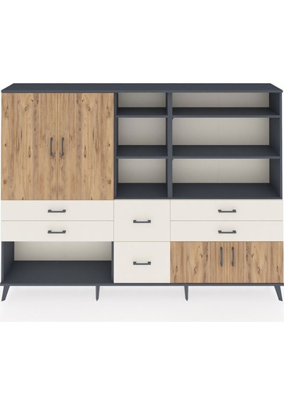 Arges Dolap 10 Raflı 6 Çekmeceli 4 Kapaklı 220x30x163 Antrasit-çam/aytaşı Atlas Çam/aytası - Antrasıt Arges Dolap 10 Raflı 6 Çekmeceli 4 Kapaklı 220x30x163 Antrasit-çam/aytaşı Atlas Çam/aytası - Antrasıt