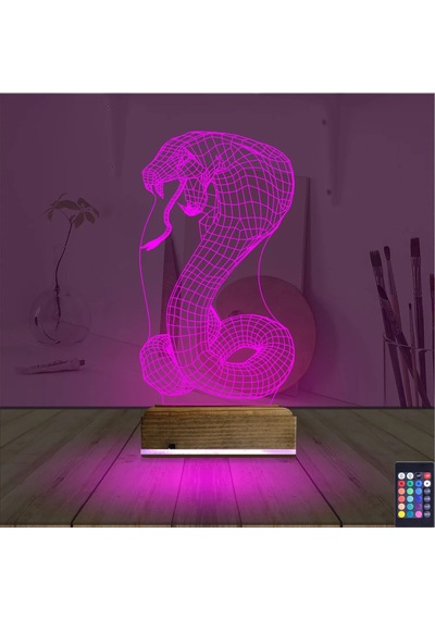 Luvivia Kobra Yılan 3d Lamba - Masa Gece Lambası Şeffaf