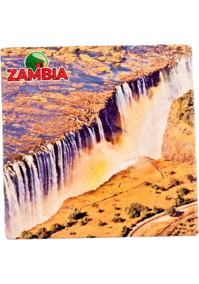 Zambiya Temalı Taş Bardak Altlığı Çok Renkli