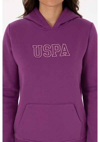 U.S. Polo Assn. Kadın Menekşe Şardonlu Kapüşonlu Basic Sweatshirt 50313566-VR037