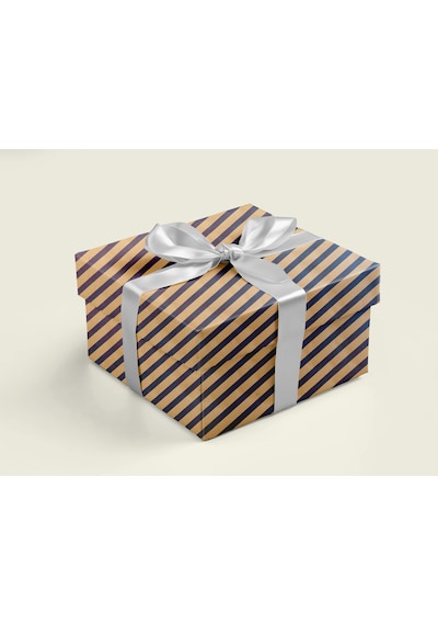 Kraft Hediye Paketleme Kağıdı, Lacivert Verev Çizgili-40gr, Ambalaj Kağıdı 70x100 Cm - 10'lu Paket