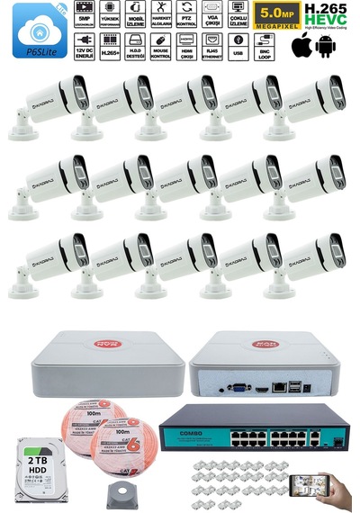 15 Kameralı Güvenlik Ip Kamera Seti - 4mp Dış Mekan Kdj-15s-4w-p-ıp-v0