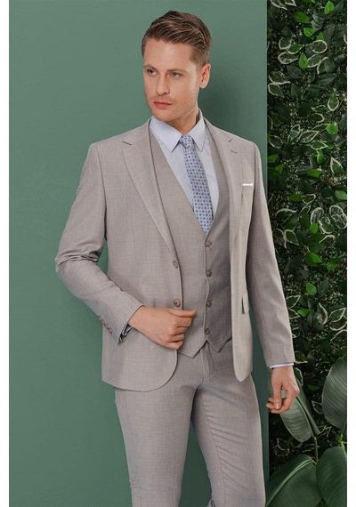 Efor Tk 871 Slim Fit Gri Klasik Takım Elbise Gri