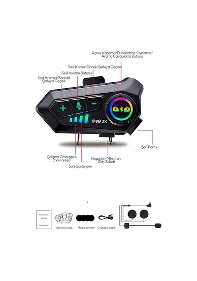 AbbRuch Y10 Bluetooth Intercım Motosiklet Kulaklığı