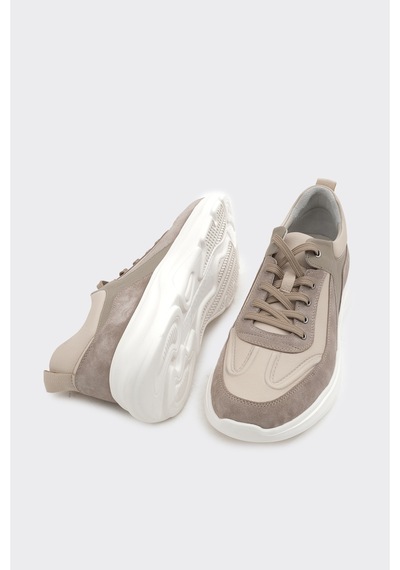 Derinet Hakiki Deri Erkek Sneaker Kum Beyaz Kum Beyaz Derinet Hakiki Deri Erkek Sneaker Kum Beyaz Kum Beyaz