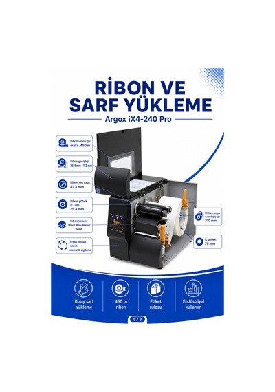 Argox İx4-240 Pro Endüstriyel Barkod Yazıcı 203 Dpı Ethernet, Usb, Rs-232