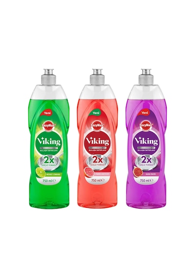 Viking Technopower 3'lü Bulaşık Deterjanı Misket Limon, Kara İncir, Greyfurt 750 Ml X 3 Adet