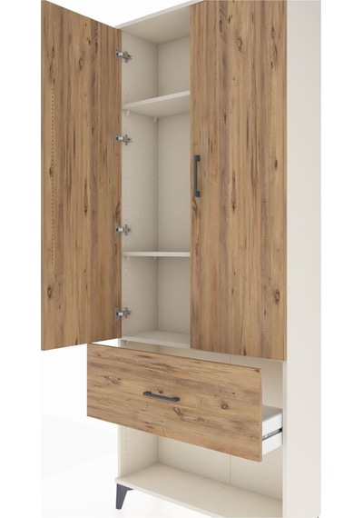 Arges Dolap 3 Raflı Tek Çekmeceli 2 Kapaklı 88x30x221 Aytaşı-çam Aytaşı