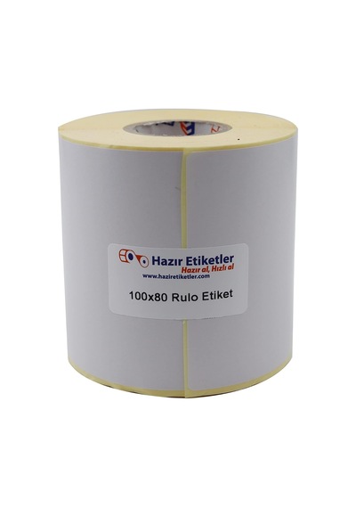 Kuşe Etiket 100mm X 80mm Ruloda 500 Adet 40mm Kuka Çapında Baskısız Barkod Yazıcı Etiketi Diğer