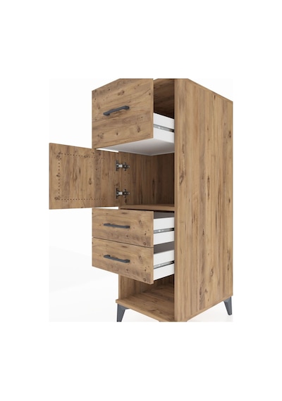 Kronos Dolap Tek Raflı 3 Çekmeceli Tek Kapaklı 44x59x134 Çam-çam Atlas Çam