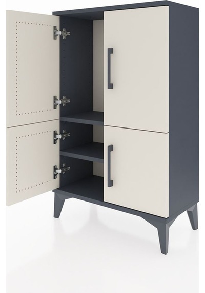 Arges Komodin 2 Raflı 4 Kapaklı 60x30x96 Antrasit-aytaşı Antrasit