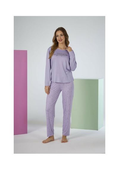 Estiva Kadın Yıldız Alt Desenli Lila Soft Uzun Kollu Pijama Takımı Çok renkli Estiva Kadın Yıldız Alt Desenli Lila Soft Uzun Kollu Pijama Takımı Çok renkli